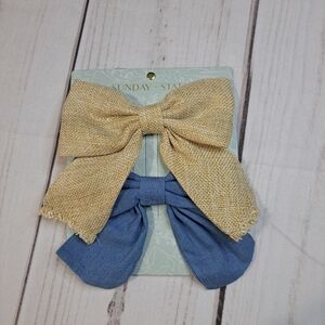 Sunday State Stylish Burlap and Denim Hair Bows